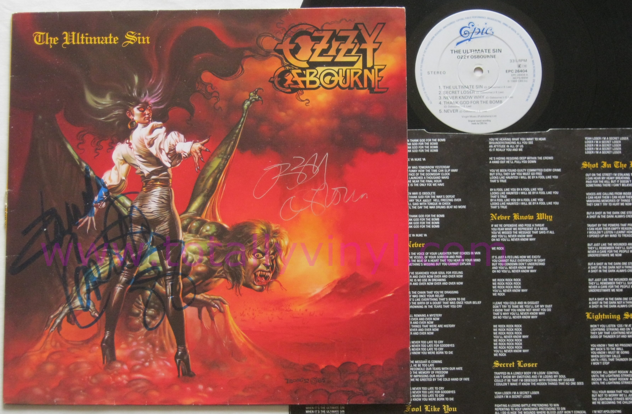Totally Vinyl Records || Osbourne, Ozzy - The Ultimate Sin Autographed LP Vinyl