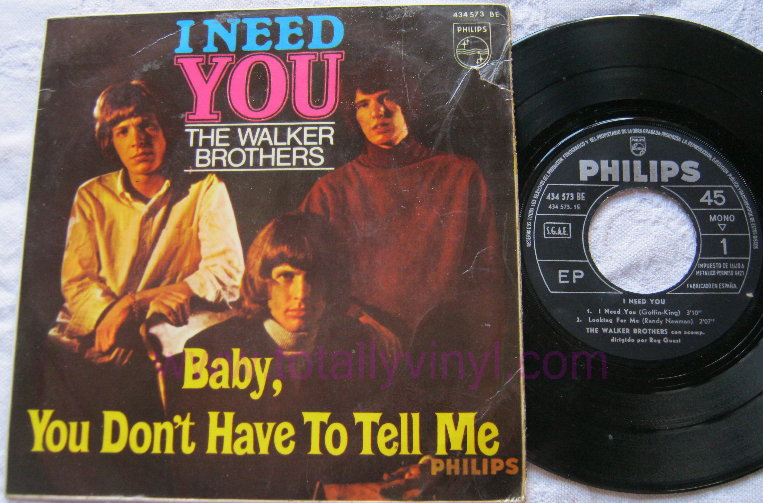 Totally Vinyl Records Walker Brothers, The I need you 7 Inch EP