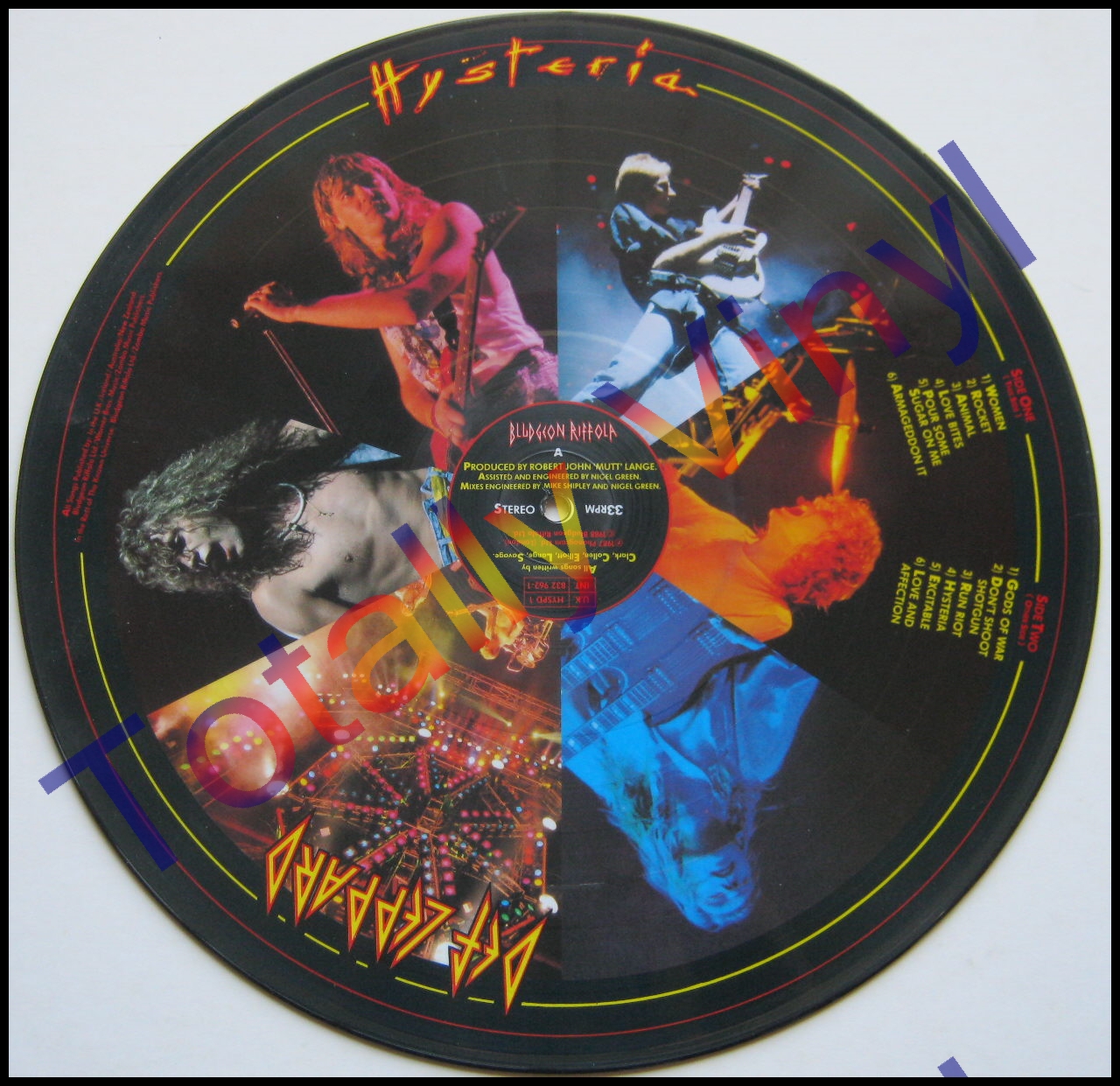 Totally Vinyl Records Def Leppard Hysteria LP Picture Disc Special Cover