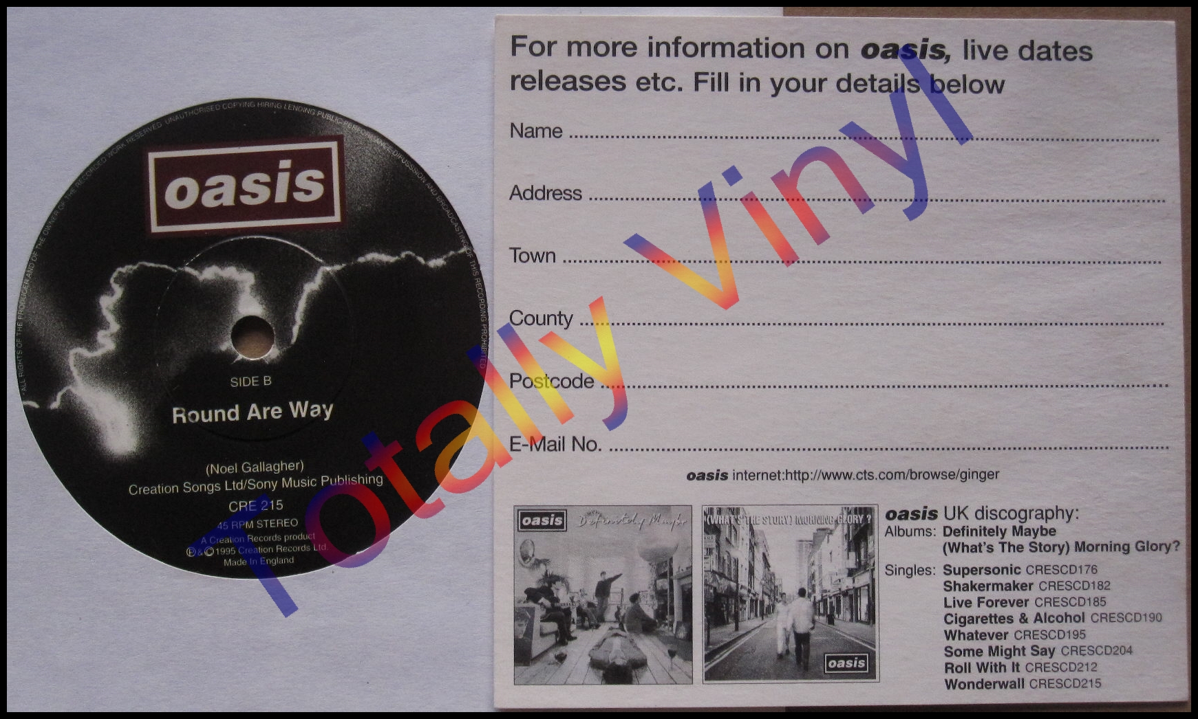 Totally Vinyl Records Oasis Wonderwall / Round are way 7 Inch