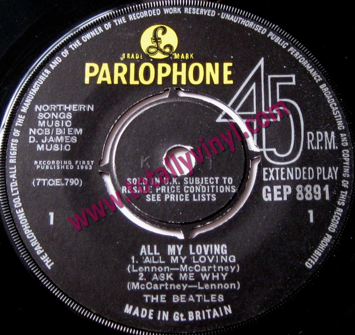 Totally Vinyl Records || Beatles, The - All my loving EP: All my loving / Ask me why / Money / P ...