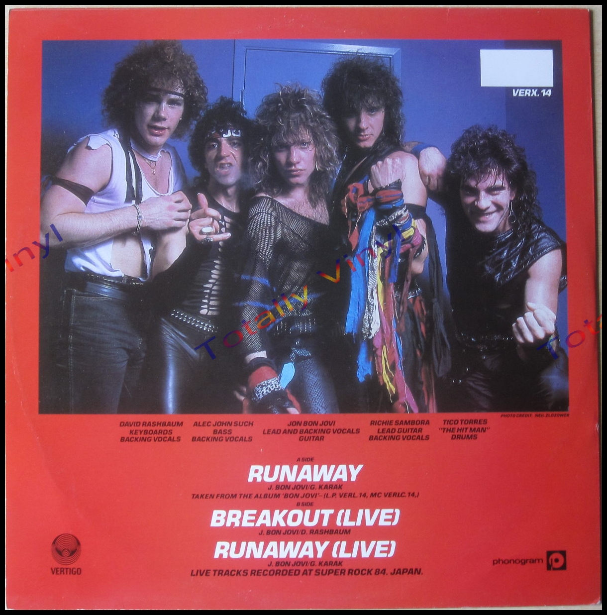 Totally Vinyl Records Bon Jovi Runaway Breakout Live Runaway Live 12 Inch Picture Cover