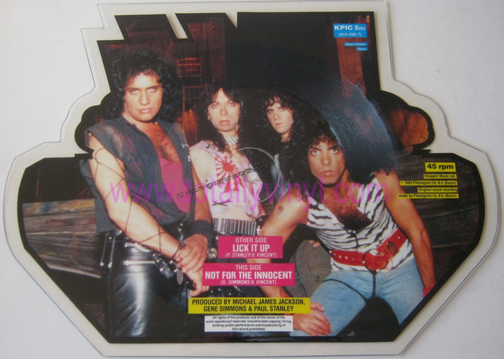 Totally Vinyl Records || Kiss - Lick it up 7 Inch Picture Disc Shaped