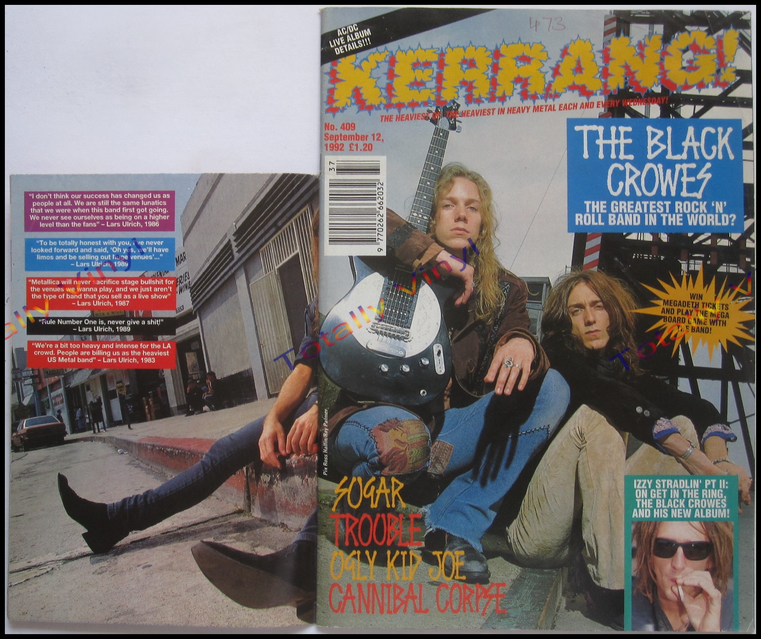 Totally Vinyl Records Metallica Kerrang Magazine 409 Shootin From The Hip Magazine Poster 