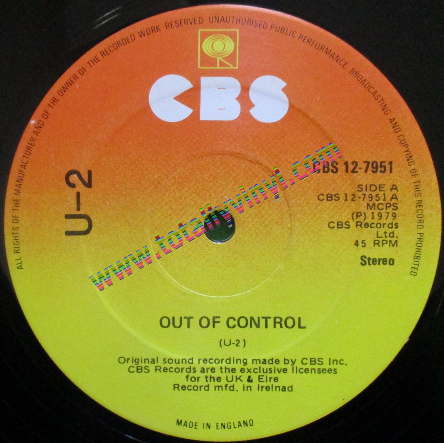 Totally Vinyl Records || U2 Out of control Stories for boys Boy/Girl  12 inch Etched Autographs Special Cover